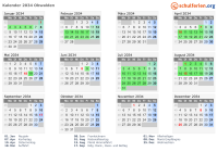 Kalender 2034 mit Ferien und Feiertagen Obwalden