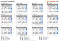Kalender 2034 mit Ferien und Feiertagen Solothurn