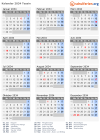 Kalender 2034 mit Ferien und Feiertagen Tessin