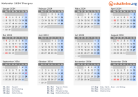 Kalender 2034 mit Ferien und Feiertagen Thurgau