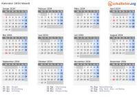 Kalender 2034 mit Ferien und Feiertagen Waadt