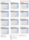 Kalender 2034 mit Ferien und Feiertagen Tschechien