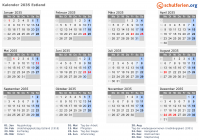 Kalender 2035 mit Ferien und Feiertagen Estland