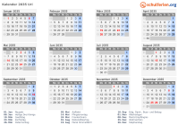Kalender 2035 mit Ferien und Feiertagen Uri