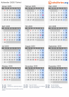 Kalender 2035 mit Ferien und Feiertagen Türkei