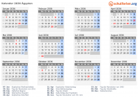 Kalender 2036 mit Ferien und Feiertagen Ägypten