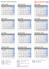 Kalender 2036 mit Ferien und Feiertagen Albanien