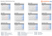 Kalender 2036 mit Ferien und Feiertagen Burkina Faso