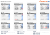 Kalender 2036 mit Ferien und Feiertagen Estland