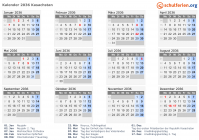 Kalender 2036 mit Ferien und Feiertagen Kasachstan
