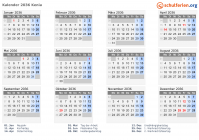 Kalender 2036 mit Ferien und Feiertagen Kenia