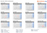 Kalender 2036 mit Ferien und Feiertagen Liechtenstein