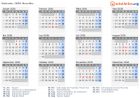 Kalender 2036 mit Ferien und Feiertagen Marokko