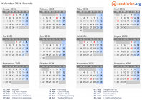 Kalender 2036 mit Ferien und Feiertagen Ruanda
