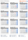 Kalender 2036 mit Ferien und Feiertagen Serbien