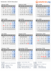 Kalender 2036 mit Ferien und Feiertagen Slowakei