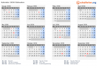 Kalender 2036 mit Ferien und Feiertagen Südsudan
