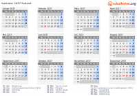 Kalender 2037 mit Ferien und Feiertagen Estland