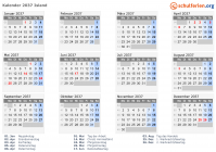 Kalender 2037 mit Ferien und Feiertagen Island
