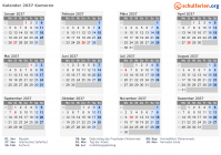 Kalender 2037 mit Ferien und Feiertagen Komoren
