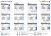 Kalender 2037 mit Ferien und Feiertagen Slowakei