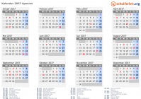 Kalender 2037 mit Ferien und Feiertagen Spanien