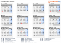 Kalender 2038 mit Ferien und Feiertagen Ägypten