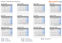 Kalender 2038 mit Ferien und Feiertagen Äquatorialguinea