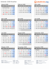 Kalender 2038 mit Ferien und Feiertagen Brasilien