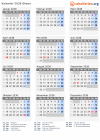 Kalender 2038 mit Ferien und Feiertagen Ghana