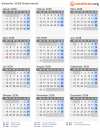Kalender 2038 mit Ferien und Feiertagen Niederlande