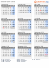 Kalender 2038 mit Ferien und Feiertagen Irland