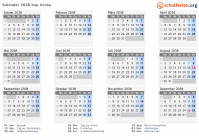 Kalender 2038 mit Ferien und Feiertagen Kap Verde