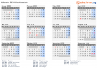 Kalender 2038 mit Ferien und Feiertagen Liechtenstein