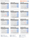Kalender 2038 mit Ferien und Feiertagen Mexiko