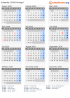 Kalender 2039 mit Ferien und Feiertagen Portugal