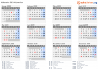 Kalender 2039 mit Ferien und Feiertagen Spanien