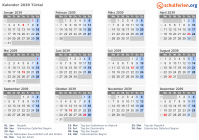 Kalender 2039 mit Ferien und Feiertagen Türkei