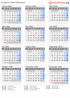 Kalender 2040 mit Ferien und Feiertagen Dänemark