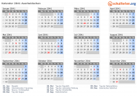 Kalender 2041 mit Ferien und Feiertagen Aserbaidschan