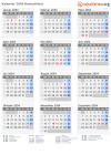 Kalender 2054 mit Ferien und Feiertagen Deutschland