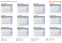 Kalender 2059 mit Ferien und Feiertagen Deutschland