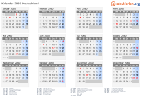 Kalender 2060 mit Ferien und Feiertagen Deutschland
