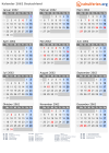 Kalender 2062 mit Ferien und Feiertagen Deutschland