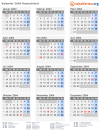 Kalender 2064 mit Ferien und Feiertagen Deutschland