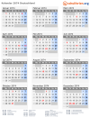 Kalender 2074 mit Ferien und Feiertagen Deutschland