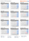 Kalender 2076 mit Ferien und Feiertagen Deutschland