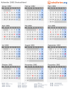 Kalender 2082 mit Ferien und Feiertagen Deutschland