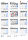 Kalender 2084 mit Ferien und Feiertagen Deutschland