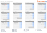 Kalender 2088 mit Ferien und Feiertagen Deutschland